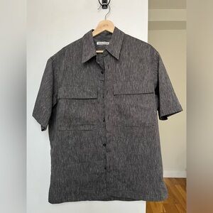 Insilence Gray Patterned Short sleeve button down shirt Linen Men’s size M